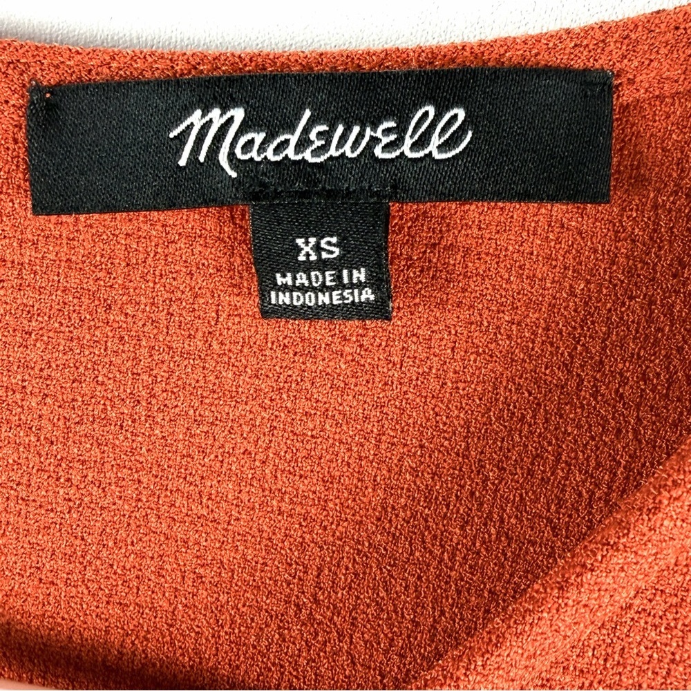 Madewell XS Orange Textured Flutter Sleeve Peplum Blouse Top - Picture 4 of 13